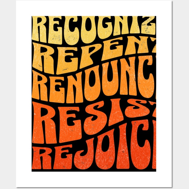 FIVE R' RECOGNIZE, REPENT, RENOUNCE, RESIST, REJOICE, RETRO Wall Art by Seeds of Authority